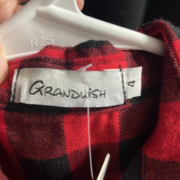 Grandwish Girl Plaid Flannel Button Down Dress Sz 4 - Picture 7 of 7